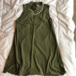 Forever 21 Green High Neck Sleeveless Dress
